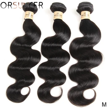 

ORSUNCER 8-26"Peruvian Body Wave Hair Bundle Weave Non-Remy Human Hair 1/3/4 PCS Medium Ratio Hair Natural Color for Women Party