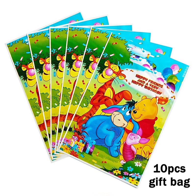 10Gift Bag 2,5 метровый плакат с медвежонком Винни, праздничные принадлежности для дня рождения, праздничные украшения, вечерние украшения - Цвет: 10Gift Bag