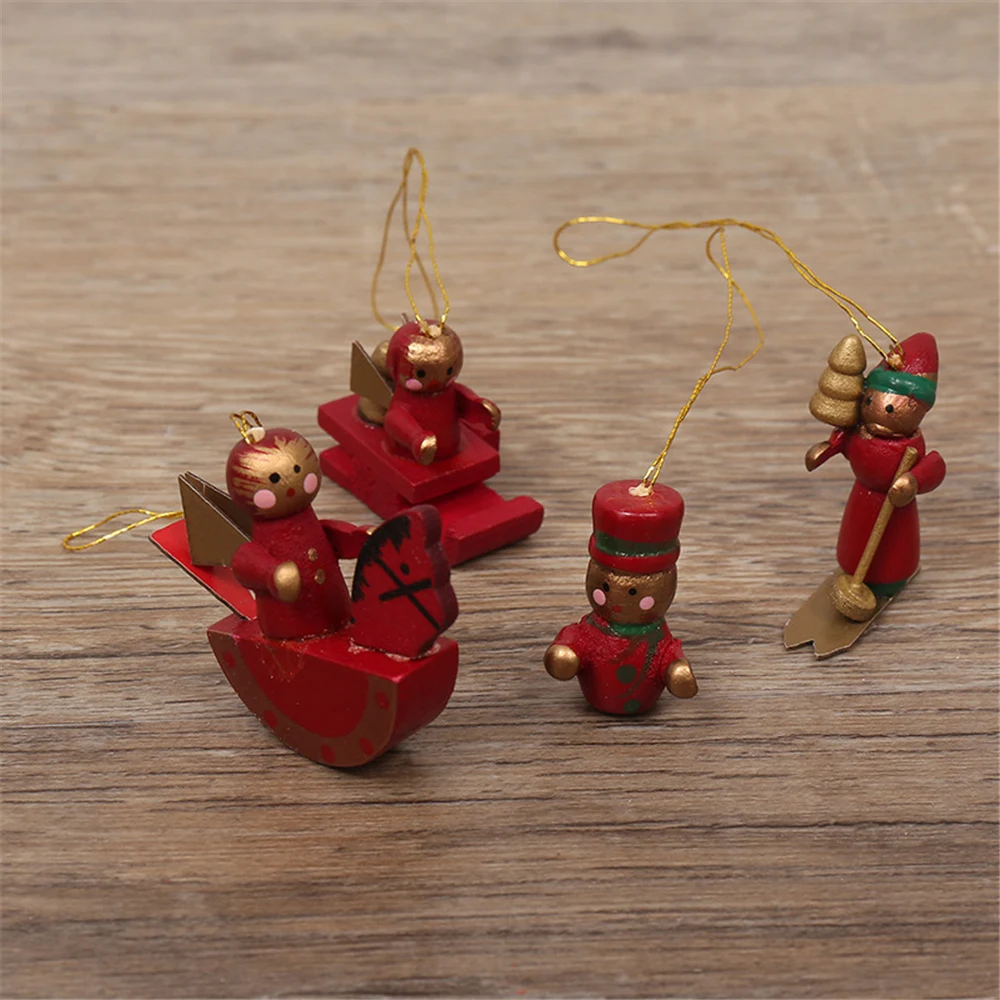Украшения, висящие на рождественской елке, деревянная лошадь игрушка барабан, маленький ангел аксессуары для дома