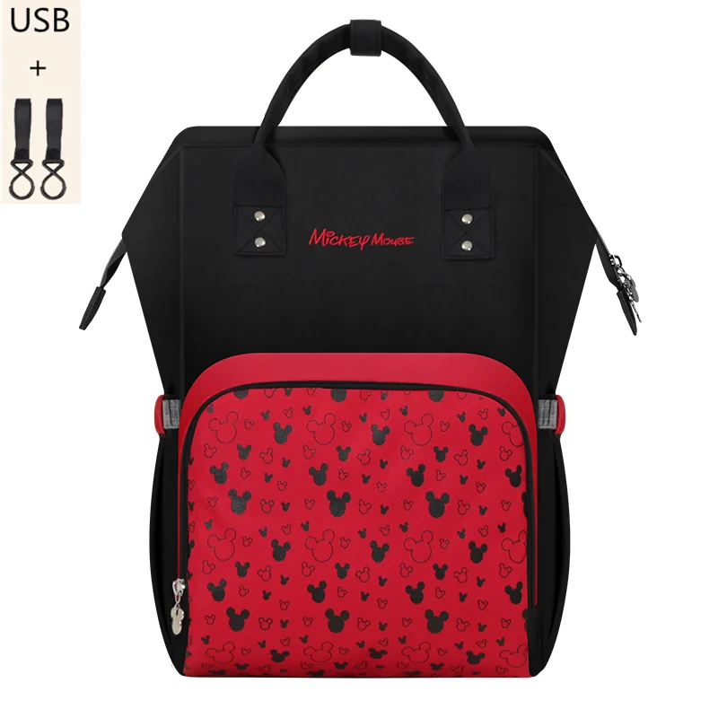 Disney Mickey Minnie Diaper Bag Large Capacity USB Heating Backpack Waterproof Outdoor Travel Bags Mummy Handbag - Color: 3