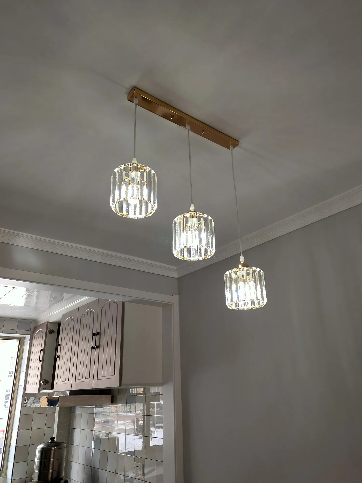 Домашняя Хрустальная Подвесная лампа K9 длинная барная античный железный