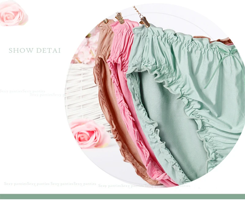 Women's Plus Size Mid Waist Bamboo Fibre Ruffles Rim Panties