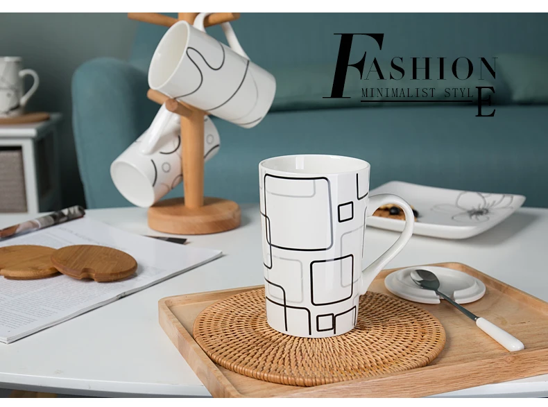 Креативная керамическая чашка простая чашка для воды с крышкой кружка кофе молоко стальная чашка простые белые кофейные кружки горячие кружки с изображением шоколада HH50MK