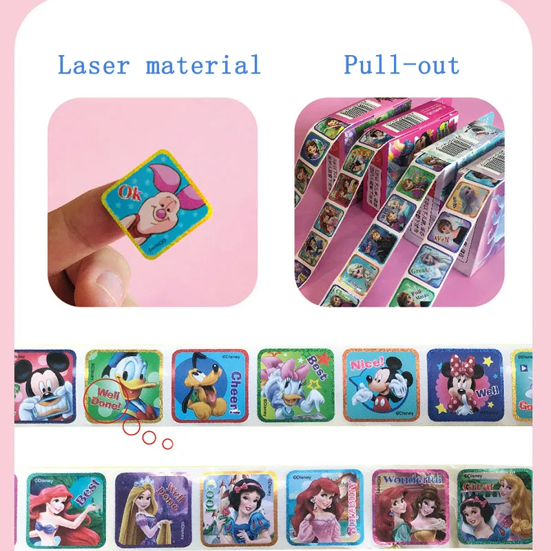 200Pcs/Box Disney Stickers Removable Cartoon Frozen Mickey Sofia Princess Sticker Kids Girl Children Teacher Reward Toys Gift