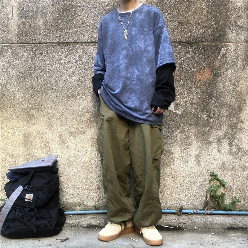 Lychee harajuku яркое женское свитшот из 2 частей в стиле пэчворк, женский спортивный костюм, толстовка с круглым вырезом, женские пуловеры