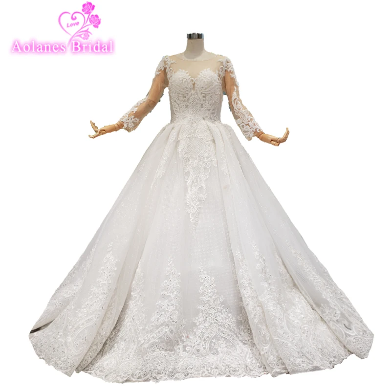 На заказ, Vestido De Noiva,, телесный тюль, сексуальный прозрачный топ, роскошное кружевное свадебное платье, свадебное платье с длинным рукавом