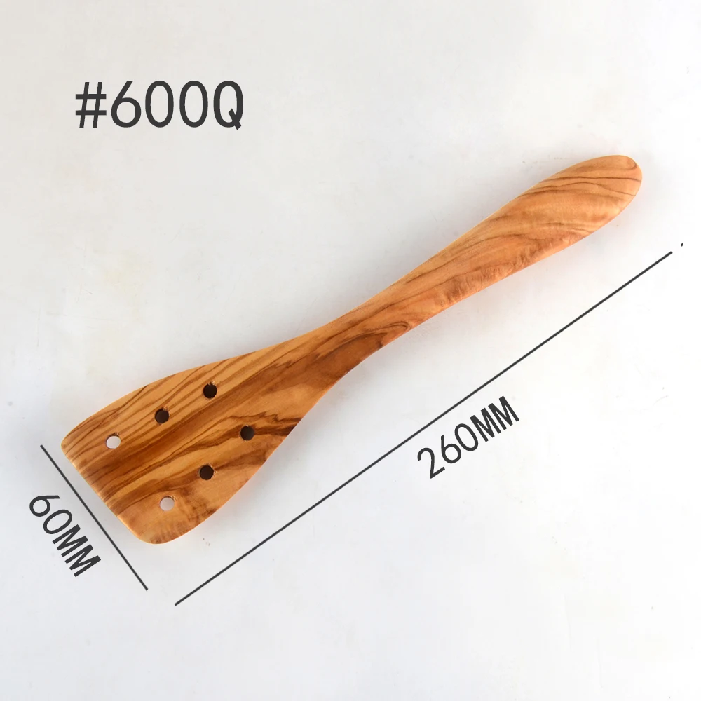 600Q Набор посуды для кухни кухонная вилка ломтик блинов Тернер инструменты для антипригарной посуды, натуральное оливковое дерево кухонные товары# 600QS - Цвет: 600Q