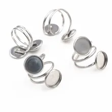 12 мм 5 шт./лот не выцветает из нержавеющей стали Регулируемые кольца настройки пустой/база, подходит 12 мм Стеклянные Кабошоны, кнопки; кольцо Bezels-I3-64