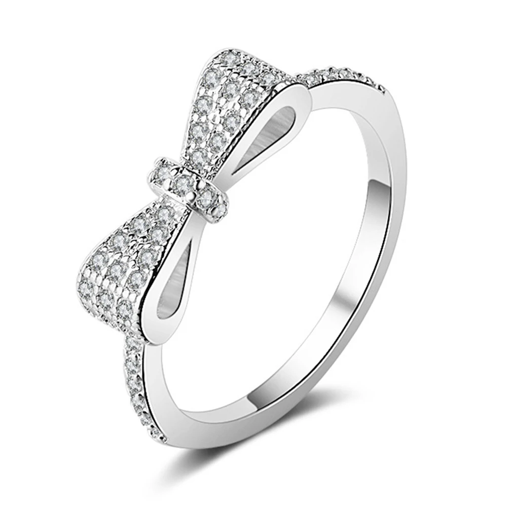 Women Wedding Ring Jewelry Silver Zircon Finger Ring