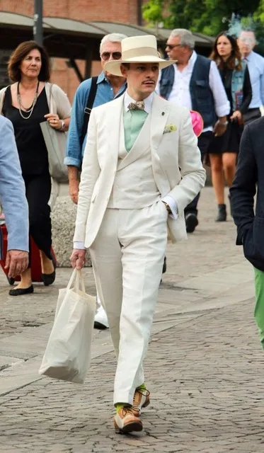 

Male Suit Latest Coat Pant Designs Summer Beach Linen Mens Blazer Jacket Smart Casual Tuxedo Double Breasted Waistcoat 3 Pieces