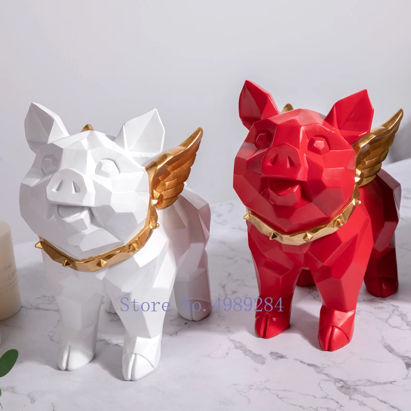 

Nordic Creative Resin piggy Angel pig geometric Gold New year decoration accessories Modern home Decorative ornaments
