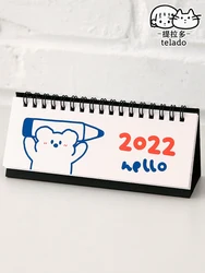 Calendrier de bureau Horizontal créatif, calendrier d'horloge pour étudiant, petit calendrier, ornements de bureau, fournitures de bureau scolaires, bricolage, 2022 