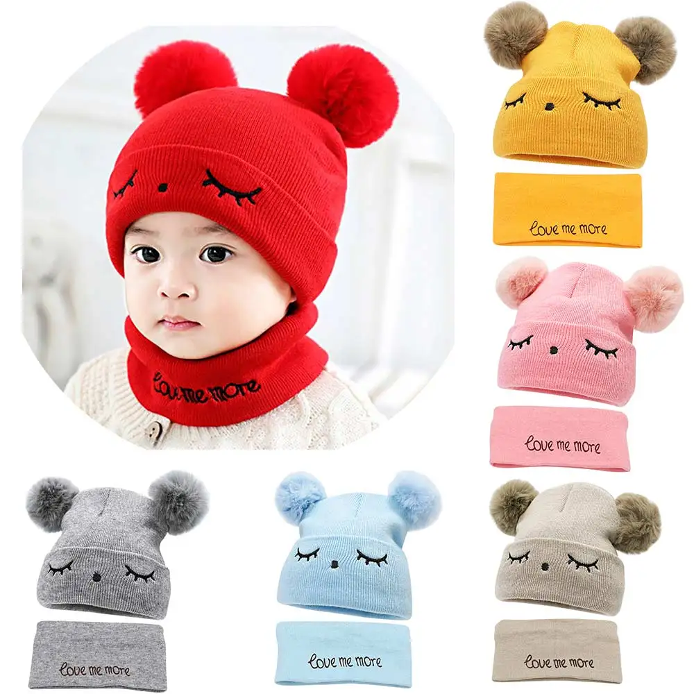 TYRY.HU 2Pcs Baby Winter Hats Scarf Baby Beanies Cap hat male knitted