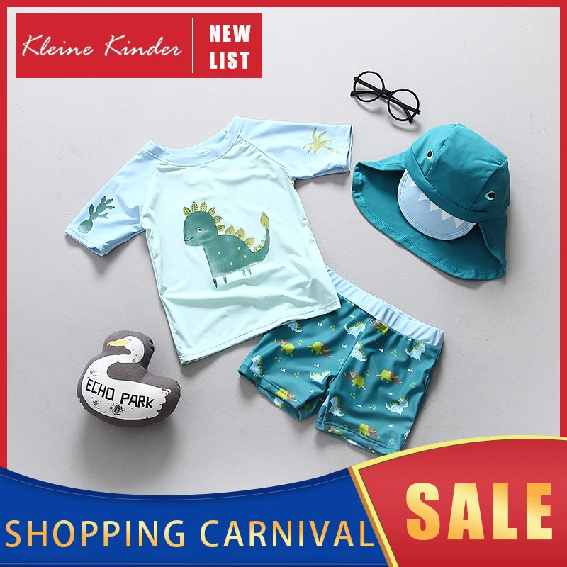 

UPF50+ Baby Swimsuit Boys Children's Swimwear Dinosaur Print 3 Pieces Split Swimming Suit for Boy Child Kids Bathing Costume
