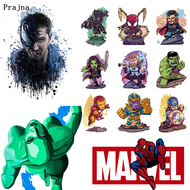 

Prajna Marvel Series Anime Heat Transfer Printing Iron On Thermal Stickers The Avengers Vinyl Transfer For Clothing Cartoon F