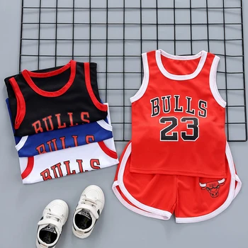 

Summer Toddler Boys Baby Kids Clothes Clothing Sets Polyester Tops Children T-shirts Shorts 2PC Sports Vest Basketball Clothes