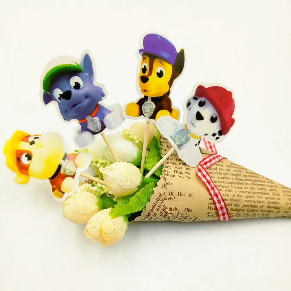 

24pcs/set Puppy Patrol Cake Dessert Inserted Card Prod Picture Cake Decoration Card Cupcake Pick Kid Birthday Party Decoration