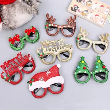 

Christmas Glitter Funny Glasses Santa Claus Snowman Frame Glasses Navidad Ornaments Christmas Decorations for Kids New Year 2021