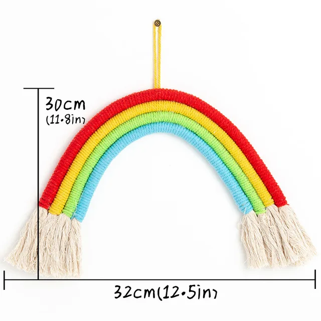 Радужный Настенный декор, висящее плетение, орнамент, нордическая ручная работа, хлопковое украшение для дома, Радужное украшение, Детские аксессуары для дома, комнаты, HM0014 - Цвет: Rainbow-1