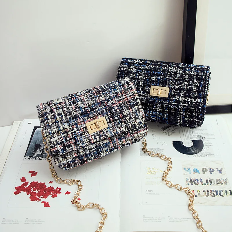 

Tang Yan Celebrity Style Shoulder Bag Retro Mini Bag Korean-style Woolen Cloth Chain Shoulder WOMEN'S Bag