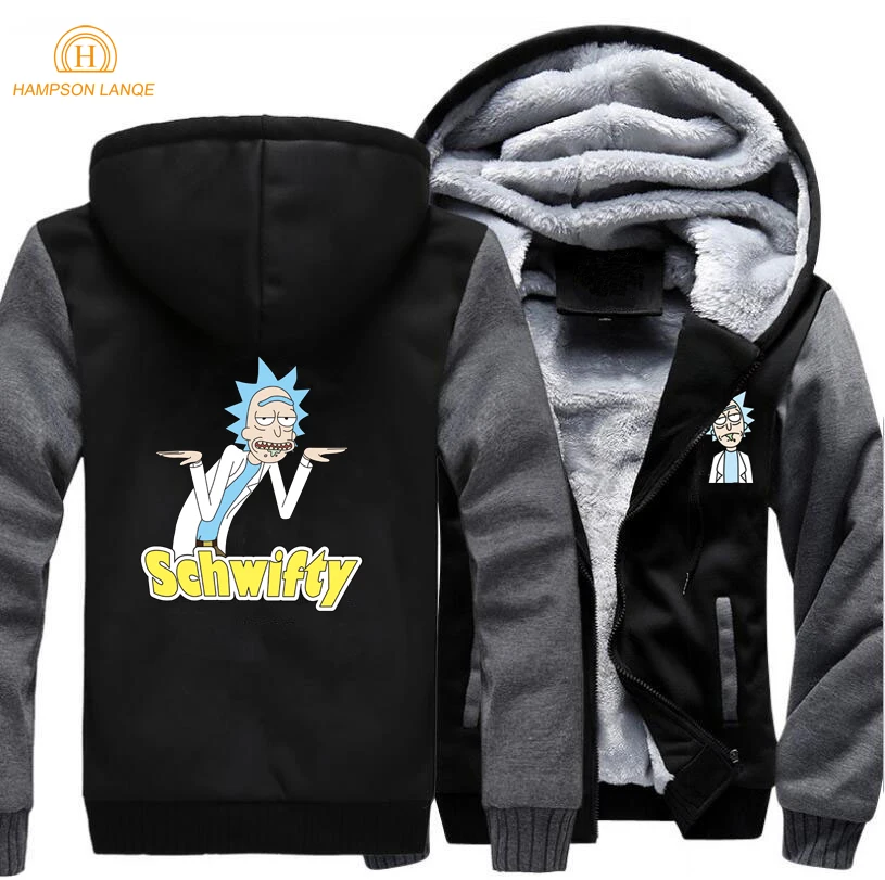 Аниме Мужская Толстая зимняя Флисовая теплая куртка Рик и пальто Морти Schwifty пальто толстовка флисовые толстовки спортивная куртка с капюшоном
