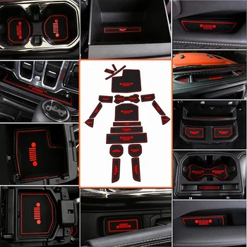 

Non-Slip Gate Slot Mats Latex Door Pad Cup Mat for Jeep Wrangler Jl 2018 2019 Interior Parts Accessories(Red)
