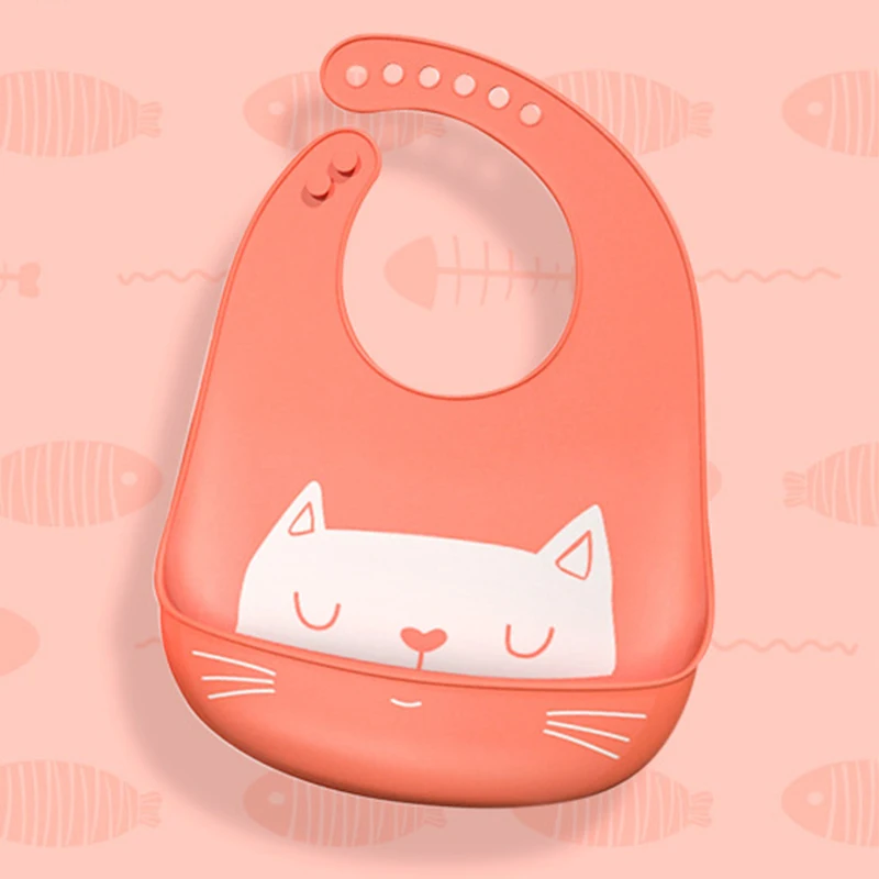 Orange Cat Детский нагрудник для кормления, слюнявчик, полотенце, Мультяшные силиконовые фартуки, регулируемый слюнявчик для новорожденных, бандана, нагрудники, Детский водонепроницаемый тканевый нагрудник - Цвет: Orange Cat