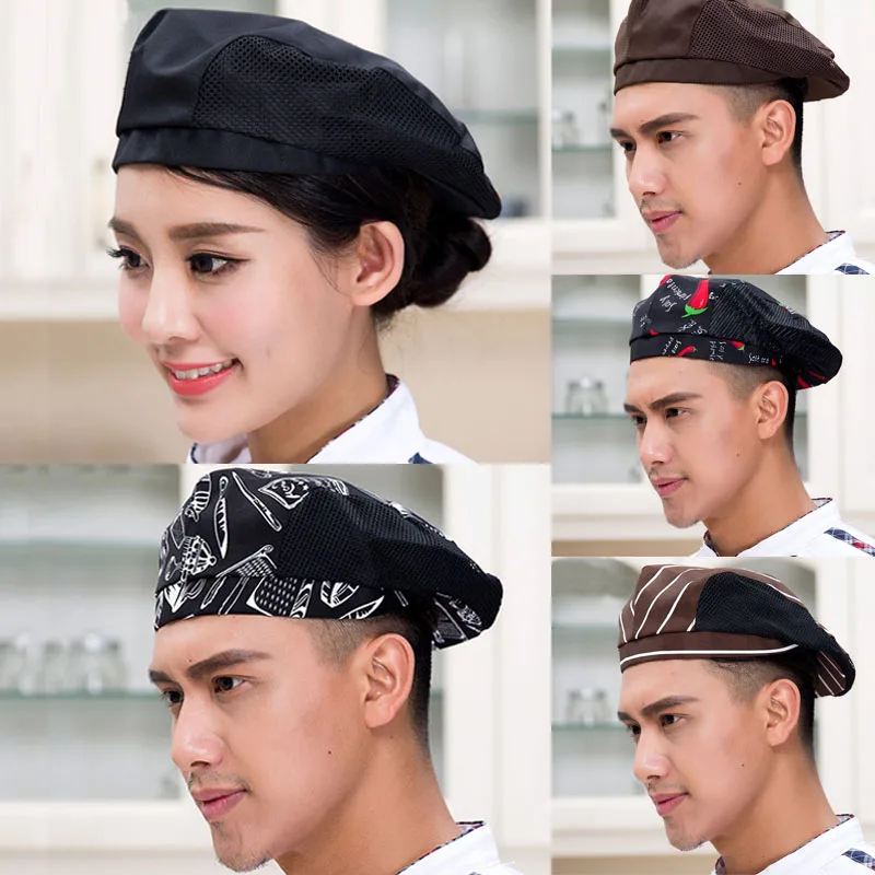 Новые сетчатые Лоскутные Шапки для шеф-повара, ресторана, кухни, для приготовления пищи, для работы, для мужчин и женщин, берет для отеля, официант кафе, дышащая Кепка 56-60 см