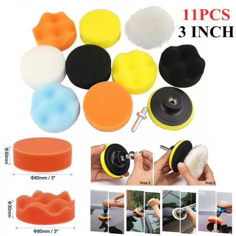 Car Buffing Pads Polishing Sponge Buffer Set Waxing Foam Polisher Kit for Drill