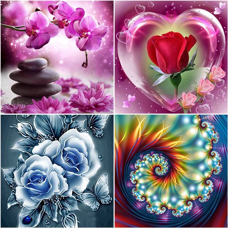 DIY Flower 5D Diamond Painting Landscape Rose Embroidery Full Round Drill Mosaic Rhinestones Cross Stitch Home Decor | Дом и сад