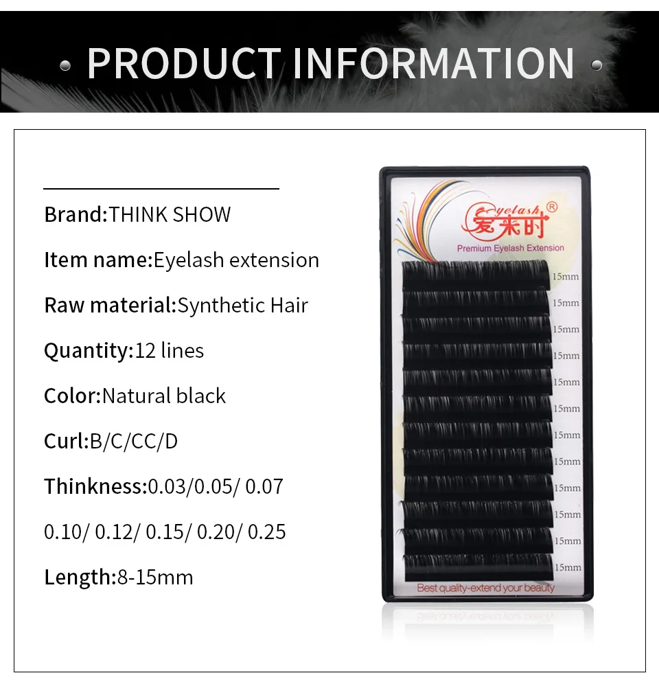Thinkshow Individual Lash 100% Handmade 3D Volume Eyelash Extension Natural Long Korea Silk Mink Individual False Eye lashes