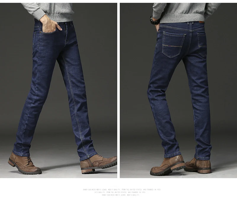 Мужские джинсы, осенне-зимние модели, плюс вельветовые толстые джинсы, мужские облегающие повседневные свободные прямые флисовые длинные штаны, плюс размер 40