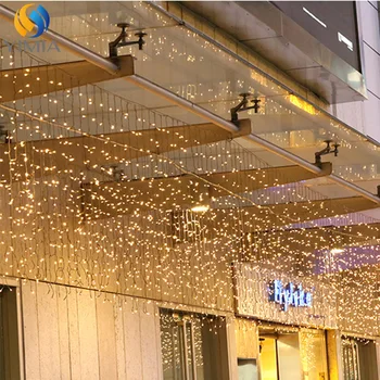 

3x1M 144 AC Plug LED Curtain Icicle Lights String Fairy Lights Garland For New Year Christmas Home Wedding Kids' room Decoration