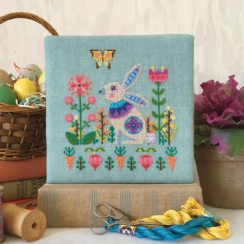 

Gold Collection Counted Cross Stitch Kit Flower Garden Bunny Rabbit and Carrots Butterfly