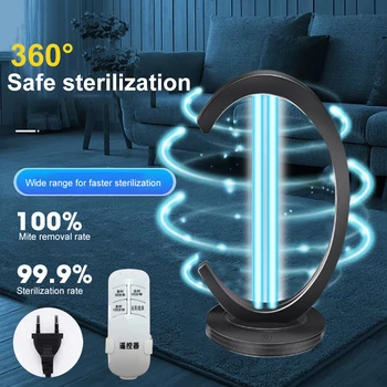 

UV Sterilization Lamp Desktop Mobile Ozone Removal Lamp（US/EU/UK Plug）(Black)