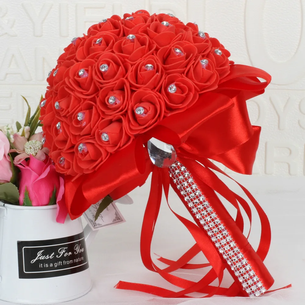 Rose Bridesmaid Bouquet Wedding Accessories Bride Flower Bouquet Height 9.84inch Length 8.62inch Weight 0.35kg Free Shipping