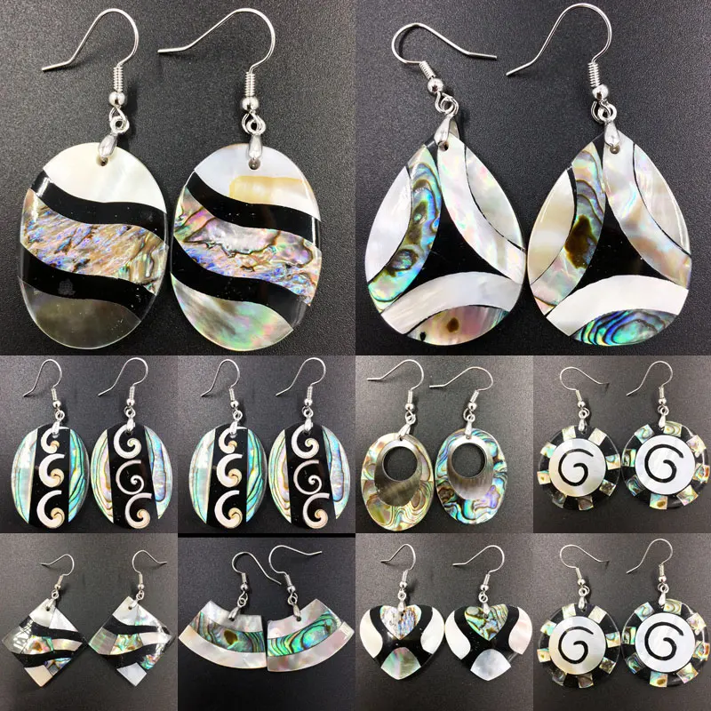 Free shipping Fashion Jewelry New Zealand Abalone Shell Art Dangle Earring WB783 | Украшения и аксессуары