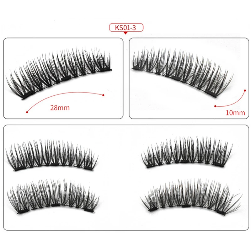 Magnetic False Eyelash With Tweezer No Glue Magnet Adsorption And Reusable Double Magnetic 8-piece Package