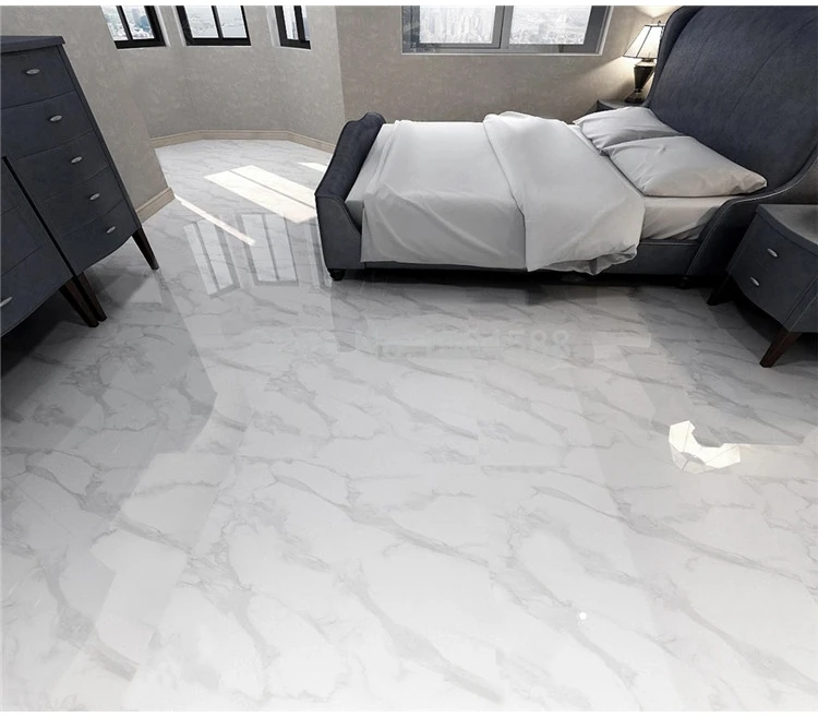 Modern Simple 3D Jazz White Marble Floor Wallpaper Living Room Bedroom Home Decor Mural PVC Self-Adhesive Waterproof 3D Stickers