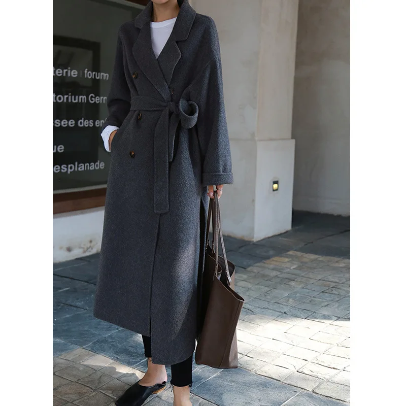 wool coat warm winter beige camel oversize maxi long outfit Wool Blends coat high quality