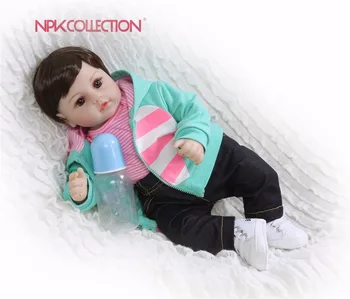 

NPK 19inches New arrival reborn doll Silicone vinyl Lifelike toddler Baby boneca reborn hot toys playmate for children birthday