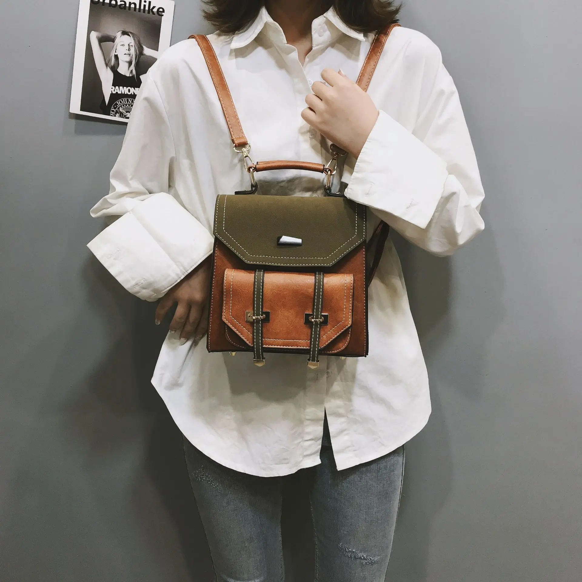 

Backpack Women's 2019 New Style Fashion STUDENT'S Backpack Korean-style Dull Polish Travel School Bag Trend Bags Single-shoulder