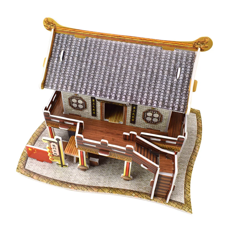 3D Строительные модельные игрушки-мозаики для детей DIY древняя китайская архитектурная сборка картонная Модель Набор головоломка игрушка игра хобби