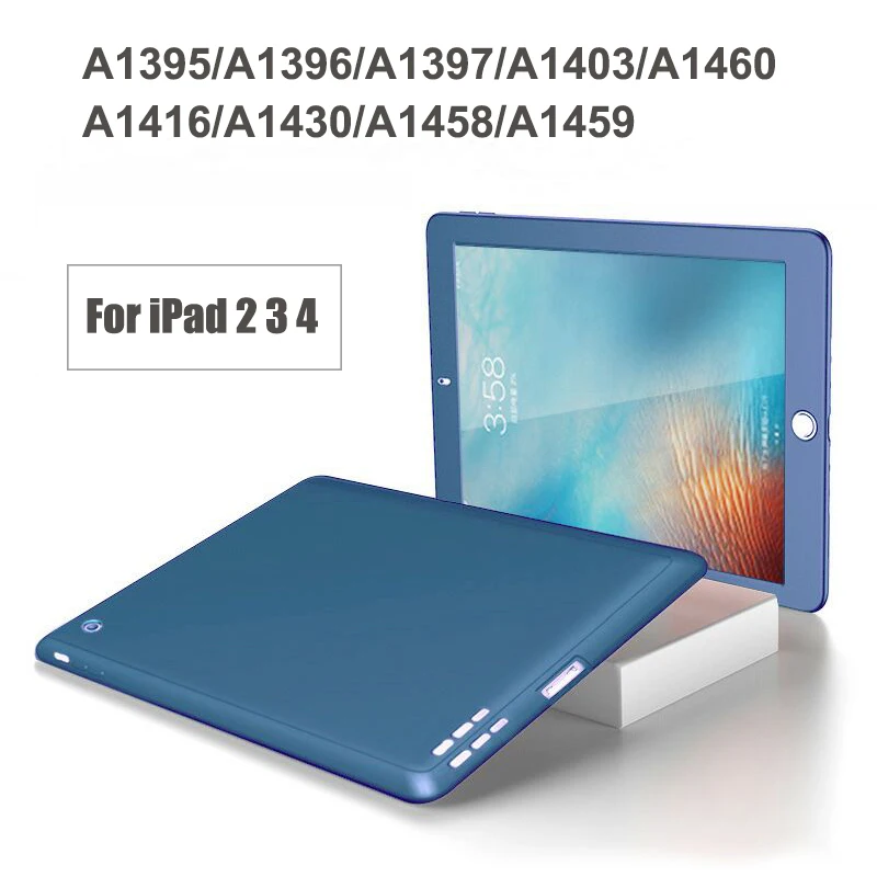 360 градусов полное покрытие для Ipad 4 2012 A1458 A1459 A1460 закаленное стекло с Силиконовым чехол для Ipad 2, 3, 4 9," Защита экрана - Цвет: Navy blue