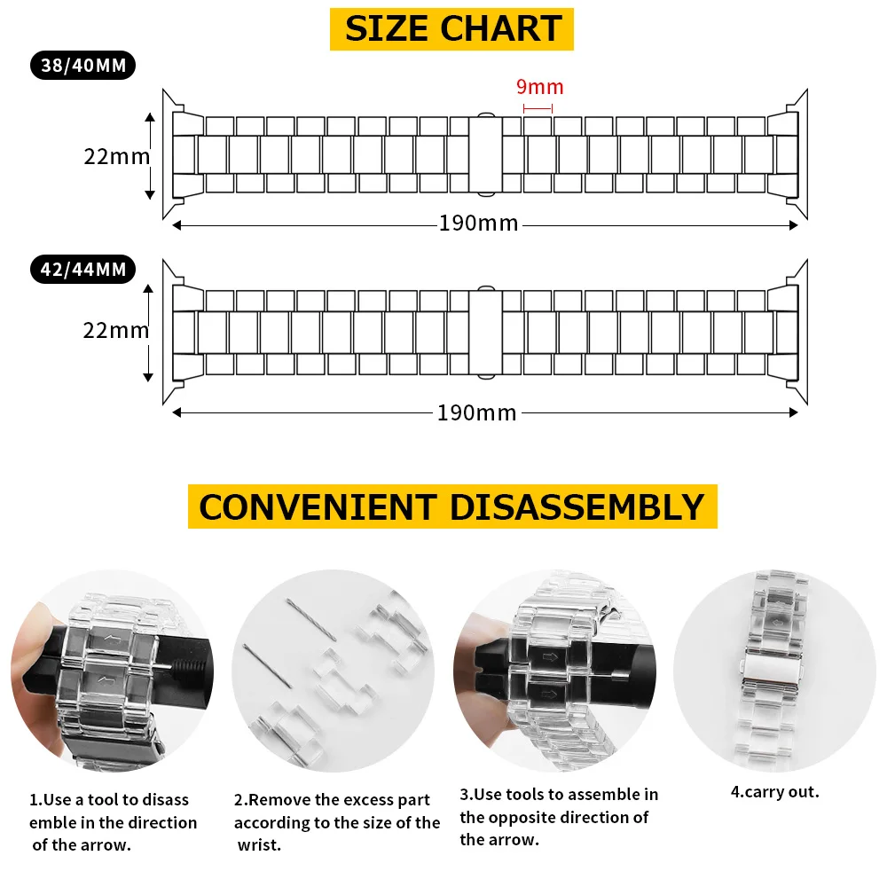 Newest Strap for Apple Watch Band Series SE 7 6543 Transparent for Iwatch bracelet 38 41 45 40mm 42mm 44mm Watchband accessories