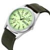 Simple Quartz Watch Men Luminous Hands Woven Canvas Belt Fluorescent Green Men's Watch Fashion Male Calendar Week Display Gift ► Photo 1/6