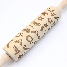 35/43 см Скалка Рождественская Лось Снежинка печать Скалка на заказ резная деревянная буковая форма для выпечки торта Скалка