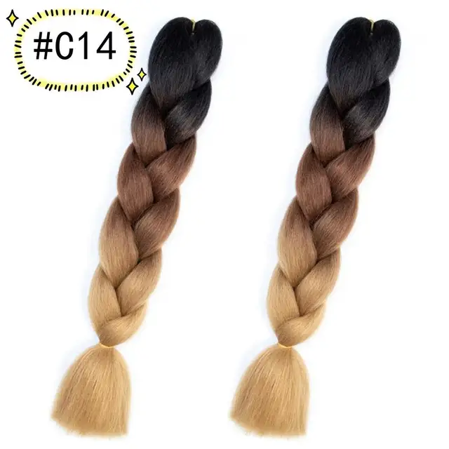Jumbo Braiding Hair Extensions Kanekalon Braiding Hair 24 Inch Ombre Multiple Tone Colored Synthetic Hair for Women C14