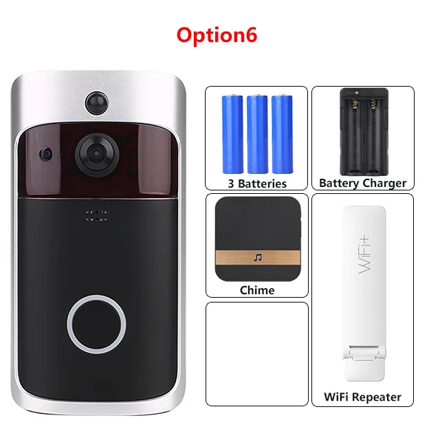 Option6 EKEN Смарт IP видеодомофон wifi дверной Звонок камера для квартиры ИК сигнализация беспроводная камера безопасности - Цвет: Option6