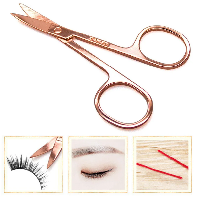 

1Pc Stainless Steel Eyebrow Scissors Manicure Facial Trimming Tweezers Beard Hair Clipper Scissors Makeup Beauty Tool